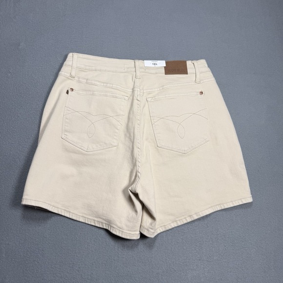 Judy Blue Denim Shorts Womens 1XL (32x6) Bone White High-Waist Garmet Dyed NEW - Picture 5 of 9